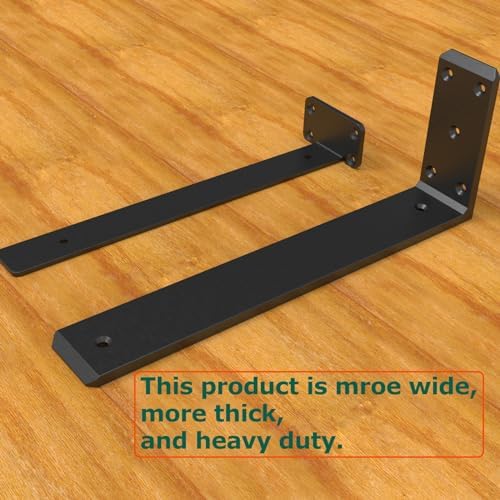 4 Pack 14inch Countertop Support Brackets,Black Shelf Brackets,Heavy Duty Industrial Hidden Shelf Bracket,Metal Floating