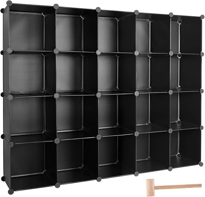 Cube Storage Organizer, DIY Plastic Closet Cabinet Modular Bookcase, Storage Shelves for Bedroom Living Room, Office（20-