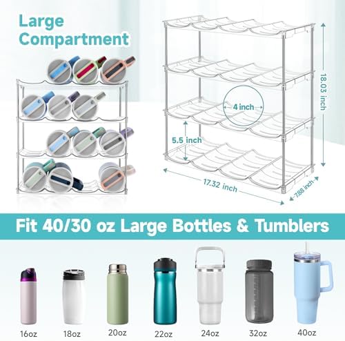 Stackable Water Bottle Organizer Large Compartment Water Bottle Holder