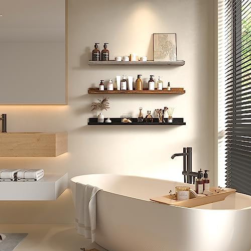 Giftgarden 36 Inch Multi Colors Floating Shelves for Wall Mount, Assorted Colors Wood Wall Shelf Ledge for Bathroom Bedr
