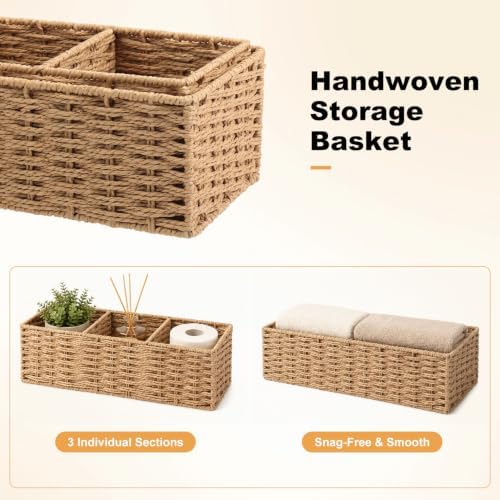 Wicker Toilet Paper Storage Basket Set of 2 for Shelves, Natural