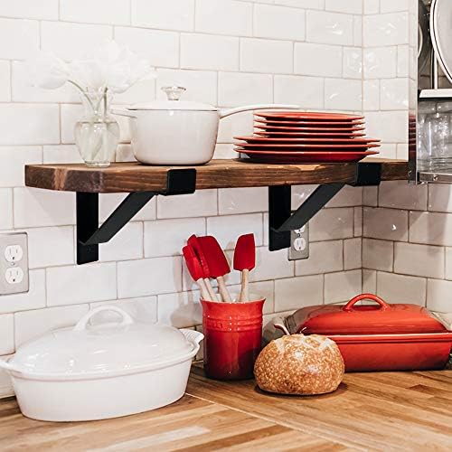 Heavy Duty Shelf Brackets 16 inch, Industrial Wall Brackets with Lip Metal Storage Brackets Outdoor/Indoor Include Screw
