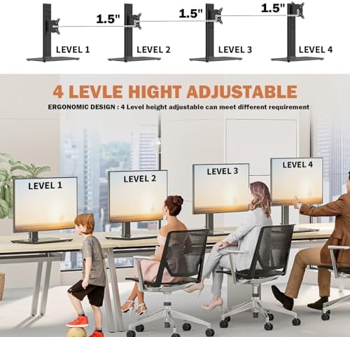 Single LCD Computer Monitor Free-Standing Desk Stand Mount Riser for 13 inch to 32 inch screen with Swivel, Height Adjus