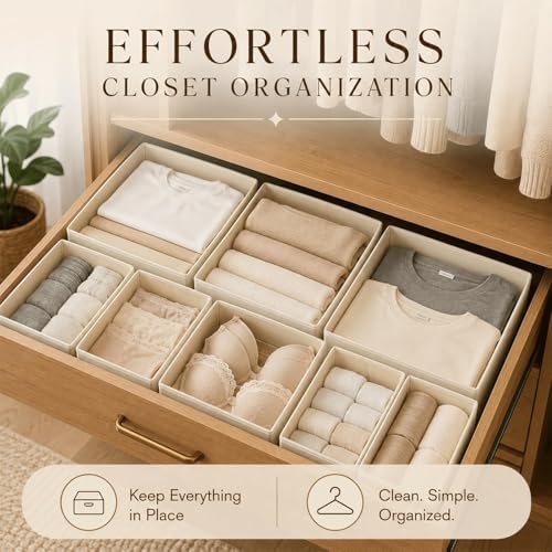 Drawer Organizer Set of 12 for Dresser Drawers, Foldable Drawer Organizers for Underwear, Socks, Bras, Panties, Baby Clo