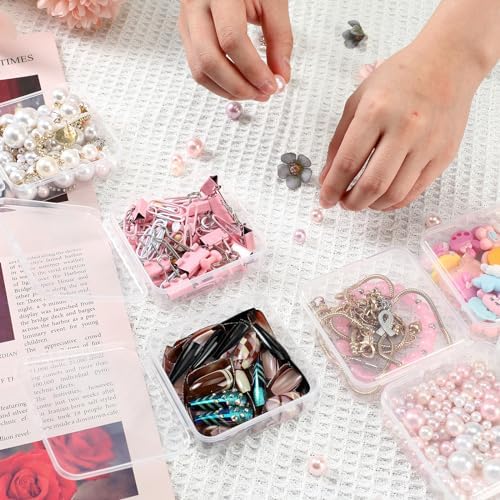 Menkxi 100 Pcs Plastic Bead Storage Containers Box 2.8 x 2.8 x 1 Inch