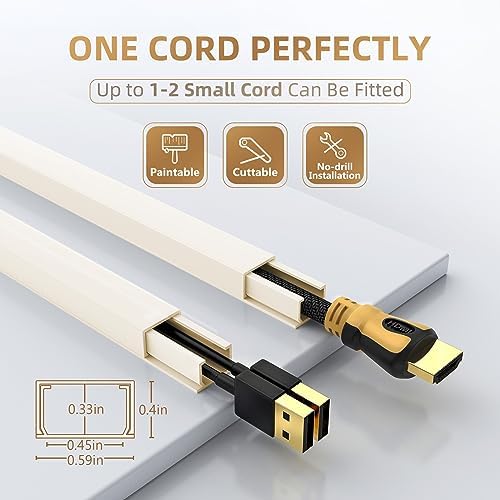Delamu Beige Cord Hider, 85in Cord Covers for Wires on Wall, One-Cord Cable Hider, Wire Hiders Wire Covers for TV Cords 
