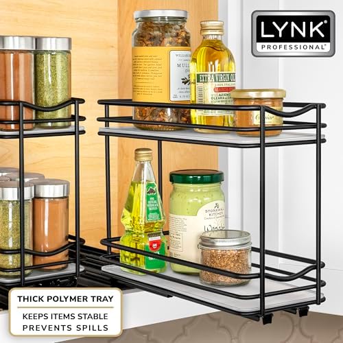 LYNK PROFESSIONAL® Pull Out Spice Organization for Cabinets - 4-3/8 inch Wide – Spice Rack for Inside Cabinets, Slide Ou