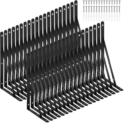 Nuogo 40 Pcs 6" L X 4" H Metal Shelf Brackets L Shape Bulk with Hardware