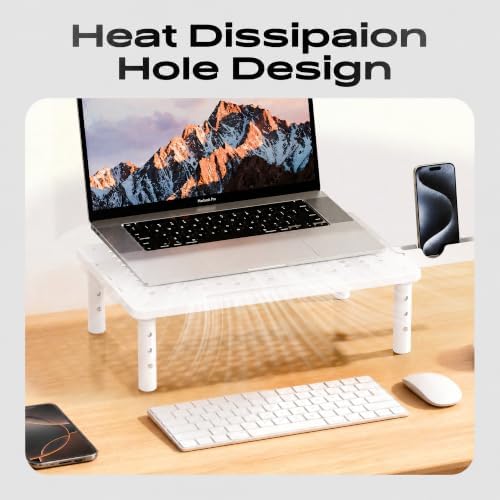 Computer Monitor Stand Riser for Desk, 3 Height Adjustable PC Laptop TV Desktop Monitor Stand Shelf, Metal Printer Table