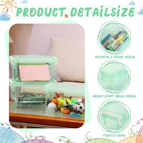 Wenqik 6 Pack Colorful Plastic Storage Bins with Lids, Green