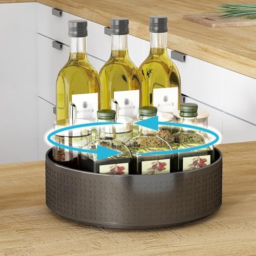 Lazy Susan Organizer Turntable Rotating Seasoning Organizer Metal Spice Rack for Cabinet Countertop Dining Table Refrige
