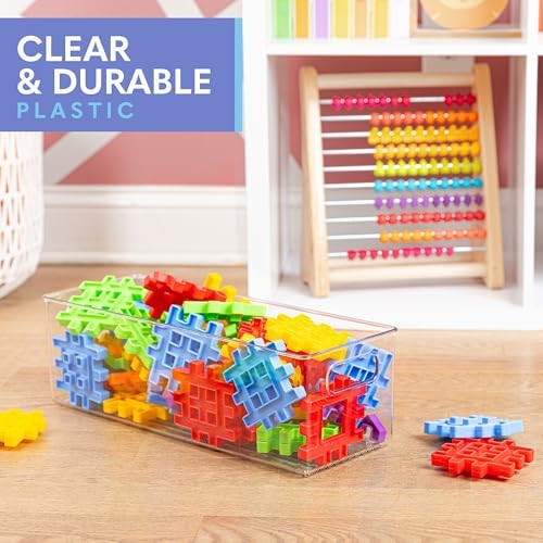 Plastic Food Storage 2 Pack Clear Container Bin with Handles for Organizing Kitchen, Pantry, Fridge, Freezer, Pantry, Ba