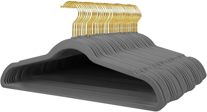 Stormix Adult Velvet Hangers Non-Slip Shoulder Notches, 17.3'' 52 Pack Gray