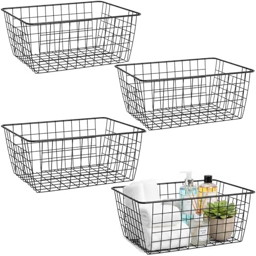 Metal Black Large Wire Basket Food Storage Organizer,pantry organizers and storage for Organizing Kitchen Cabinets potat