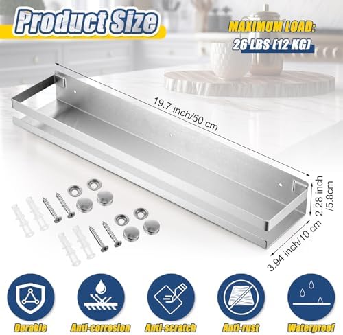 Lallisa 2 Pieces Stainless Steel Shelf Bathroom Shower Floating Shelves Wall Mounted Shower Caddy Basket Shelf Storage O