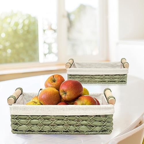 Storage Basket Wicker Baskets for Organizing with Handle Decorative Storage Bins for Countertop Toilet Paper Storage Bas