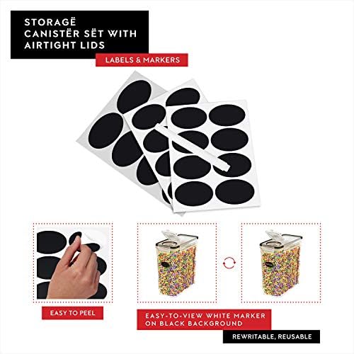 DWËLLZA KITCHEN EXTRA LARGE Cereal Containers Storage (6.3L / 213OZ) Set of 2 Family Size Bulk Cereal Dispenser Countertop, Airtight Food Storage Containers for Pantry Organization, Labels & Marker