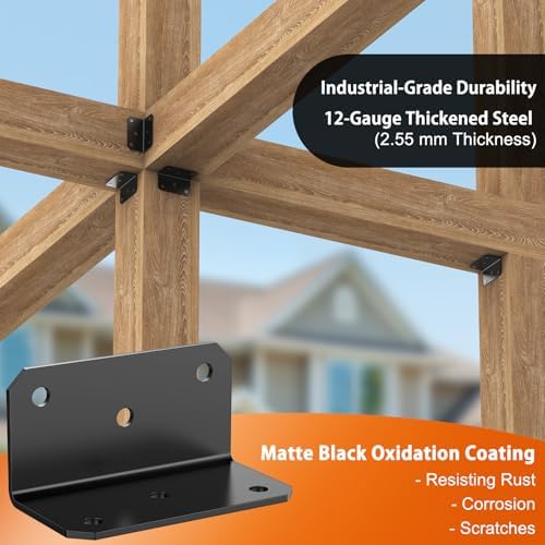 2 x 4 Inch L Brackets for Wood, Heavy Duty Galvanized Corner Braces, 4 PCS