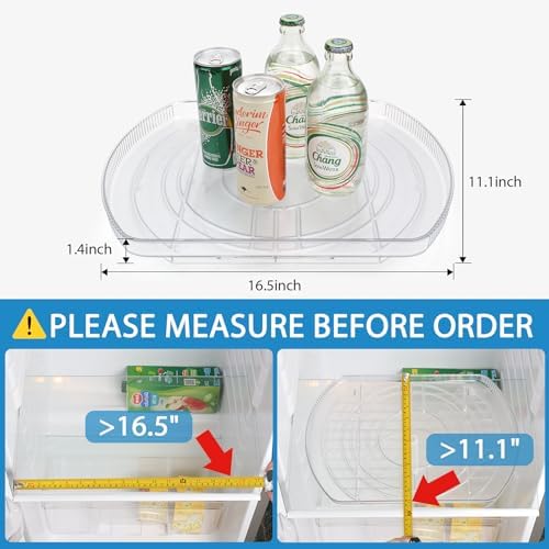 Lazy Susan Turntable for Refrigerator, Square Turntable Organizer for Fridge Cabinet, Pantry, Countertop | 16.5" x 11.1"