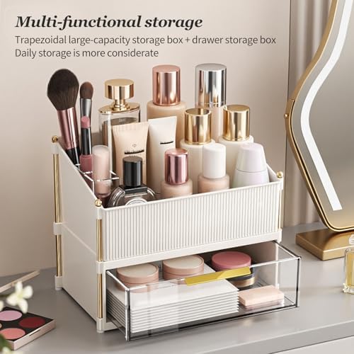 INVSSENE Stackable Makeup Organizer Countertop, Storage Perfume Skincare Cosmetic Lipstick Face Mask Makeup Brush Palett