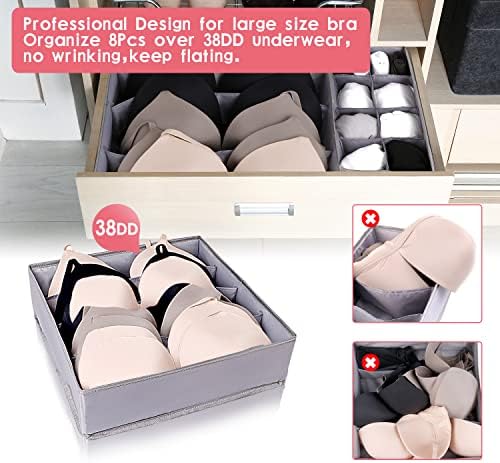 Jay-Chi Dresser Drawer Underwear Organizer - Large Drawer Organizer Closet Divider Washable Clothes Bra Sock Tie Foldabl