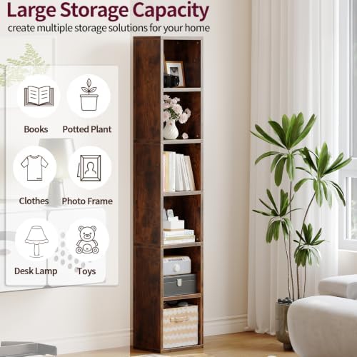 Tall Book Shelf,6-Tier Bookshelf Storage Shelves,68 Inch Bookcase