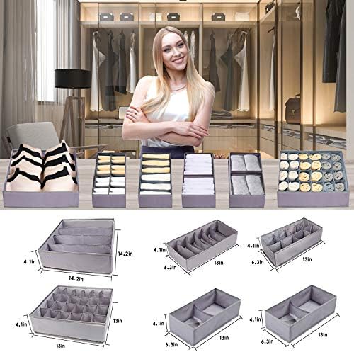 Jay-Chi Dresser Drawer Underwear Organizer - Large Drawer Organizer Closet Divider Washable Clothes Bra Sock Tie Foldabl