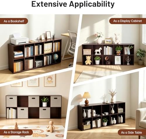 Solid Wood Cube Bookcase, Floor-Standing Storage Bookshelf(10-Cube)