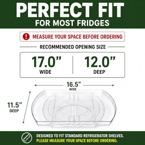 NOSTA Home Rotating Lazy Susan for Refrigerator - Square Lazy Susan - Refrigerator Lazy Susan Organizer - Rotating Fridg