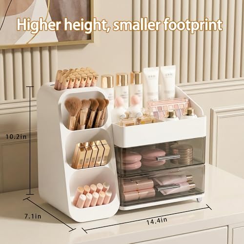 Large Capacity Makeup Organizer Countertop with Makeup Brush Holder for Vanity, Thickened Material, Bathroom Countertop 