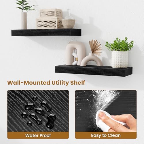 Fun Memories Floating Shelves Bathroom for Wall Mounted Shelves, 20 Inch Wood Shelf Set of 2, Home Storage & Display Dec