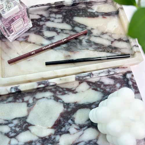 Natural Calacatta Viola Marble Vanity Tray, 9.8"x5.9"