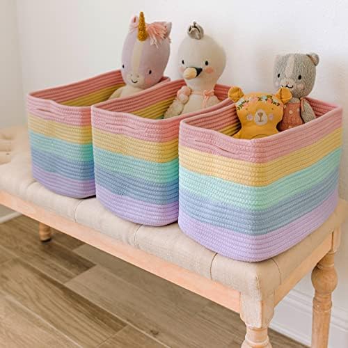 OrganiHaus Rainbow Baskets for Shelves, Set of 3, 15x9x10