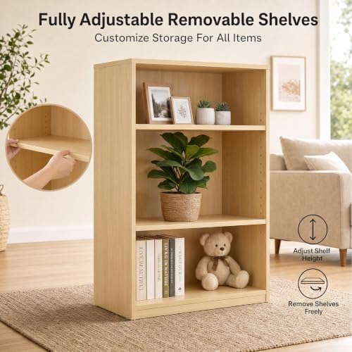 WannabeMyself【Easy Assembly】 Open Display 3-Tier Bookshelf,Storage Organizer,Bookcase for Living Room, Bedroom, Home Off