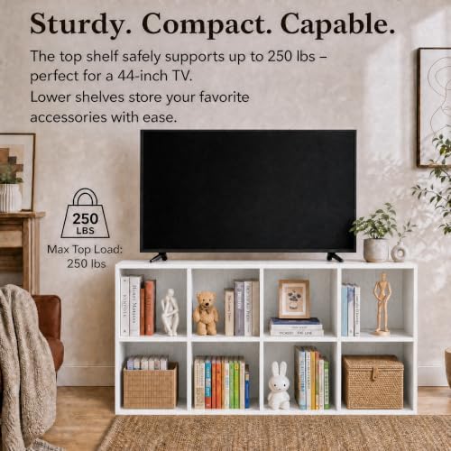 8 Cube Storage Organizer with Back Panel, Cube Bookshelf, White