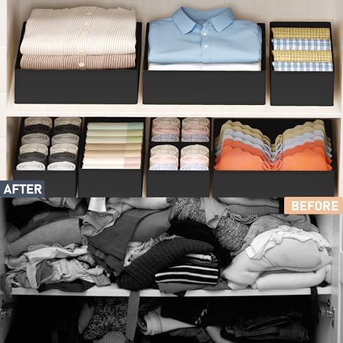 DIMJ Drawer Organizer Clothes - 16 Pack Baby Dresser Organizer for Nursery, Foldable Drawer Organizer Bins for Closet Bedroom Organization, Fabric Clothes Storage Dividers for Underwears, Socks, Bras