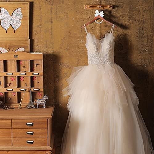 Wedding Dress Hanger for Bride, Wooden Hanger with Pearls and Bow