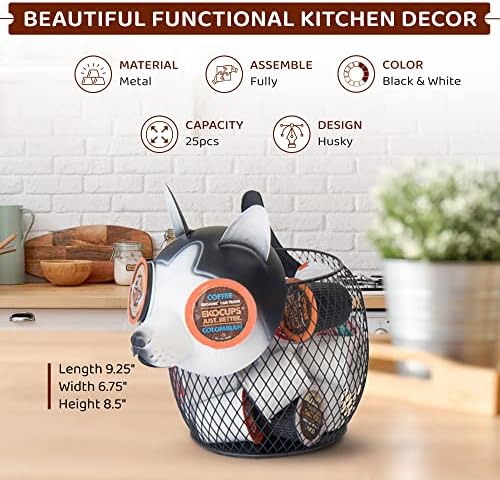 Made Easy Kit Coffee Pod Organizer - Home Coffee Bar Functional Décor - Café Station Countertop Storage Accessories (Hus