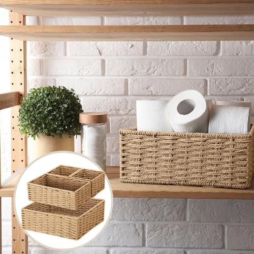 Set of 4 Natural Small Wicker Basket, Classic