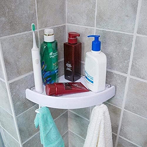 Corner Storage Holder Shelves, Snap Up Corner Shelf Organizer with No Screws Fan-Shaped Triangle Bathroom Kitchen Wall C