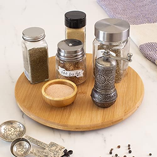 TB Home 10 Inch Bamboo Lazy Susan Turntable for Kitchen, Cabinet or Pantry