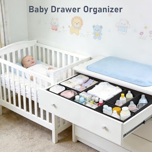 DIMJ Drawer Organizer Clothes - 26 Pack Baby Dresser Organizer for Nursery Closet Organization, Fabric Drawer Organizer Bins for Underwears Socks Bras, Foldable Storage Dividers for Bedroom