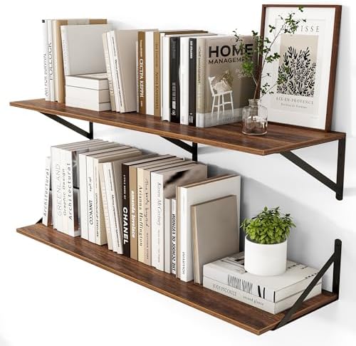Heimlove 40W x 12D Deep Floating Shelves Set of 2 Walnut