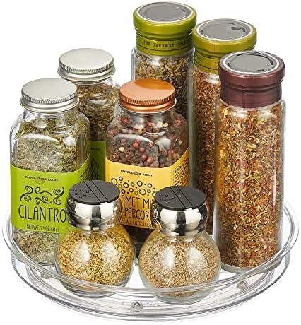 mDesign Lazy Susan Turntable Plastic Spinner for Kitchen/Bathroom, Pantry, Fridge, Cupboards, or Counter Organizing, Ful
