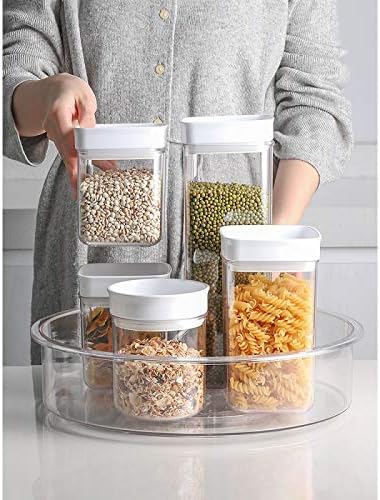 SANNO Round Lazy Susan RotatingTurntable Storage Container for Kitchen Cabinet, Pantry, Refrigerator, Countertop Food Sa
