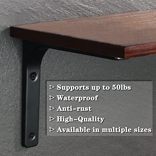 SAYAYO Wall Shelf Bracket Black, 10 X 8 Inch Heavy Duty L Bracket for Wood