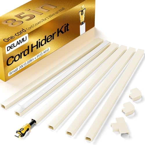 Delamu Beige Cord Hider, 85in Cord Covers for Wires on Wall, One-Cord Cable Hider, Wire Hiders Wire Covers for TV Cords 