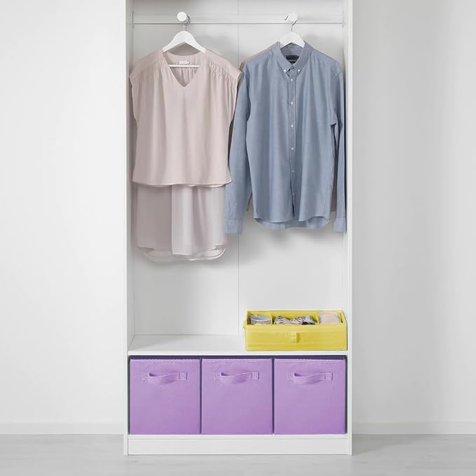 PowerKing Collapsible Storage Cubes with Handles, Fabric Foldable Bins for Closet Shelves, Durable Organization Storage Bins, 10.5'' x 11'' x 10.5'', 2 Pack, Purple