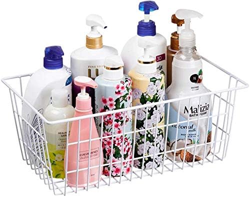 Wire Storage Basket Freezer Organizer Bins Refrigerator Organization Storage Baskets with Handles for Pantry, Freezer, L