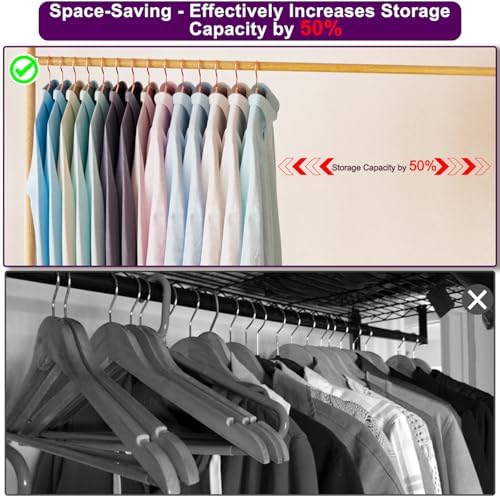 40Pack Rose Gold Metal Hangers with 5 Included Clips, Strong Metal Hangers